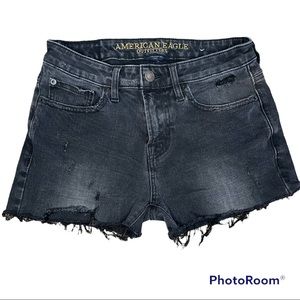 American Eagle High Waist Black Extreme Flex Skinny Jean Shorts